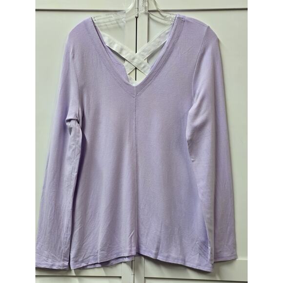 Lilly Pulitzer Areli Pullover "Lilac" Tunic Lattice Back Top-Size Medium Long Sl - Picture 1 of 7